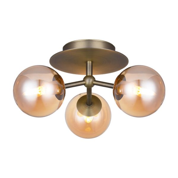 Halo Design Atom Trio Loftlampe Antik Messing og Amber