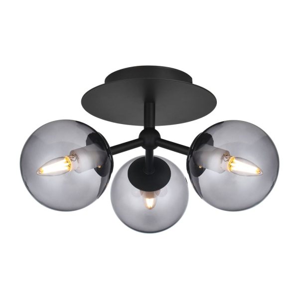 Halo Design Atom Trio Loftlampe Sort og Smoke