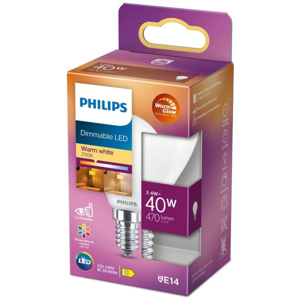 Philips LED 40W (470lm) E14 billede 2