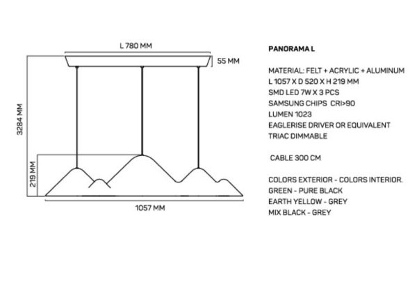 851-003 Loom Design Panorama L Pendel Mix Sort-Graa Billede 1-9